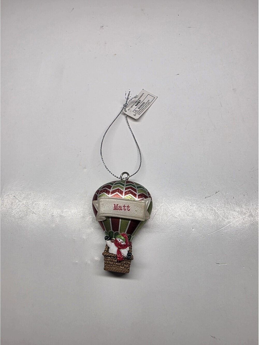Personalized Hot Air Balloon Christmas Ornament, Big Balloon "Matt"